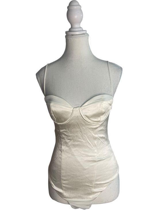 Zara Tops - Zara Satin Effect Bustier Bodysuit White Ivory